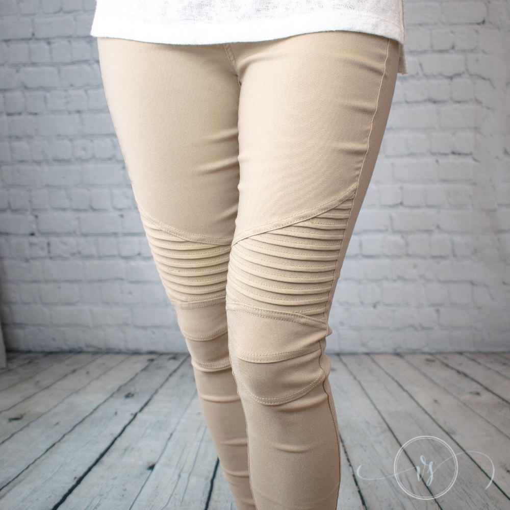 Khaki Plus Size Moto Jeggings